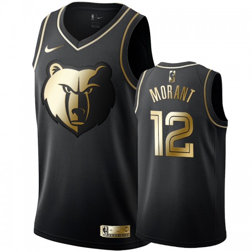 Memphis Grizzlies #12 Ja Morant Mens Black Golden Edition Swingman Jersey Mens