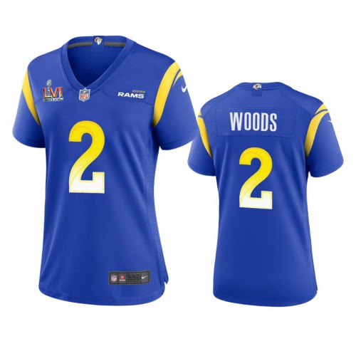 Los Angeles Los Angeles Rams #2 Robert Woods Women's Super Bowl LVI Patch Game Jersey - Royal Womens