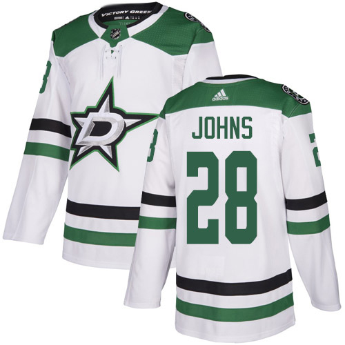 Adidas Dallas Stars #28 Stephen Johns White Road Authentic Stitched Jersey Men's