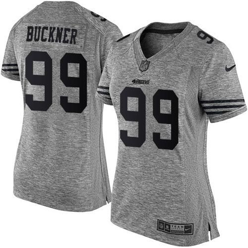 San Francisco 49ers #99 DeForest Buckner Gray Women's Stitched Limited Gridiron Gray Jersey Womens