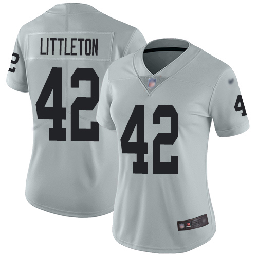 Las Vegas Raiders #42 Cory Littleton Silver Women's Stitched Limited Inverted Legend Jersey Womens