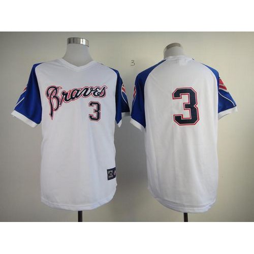 Atlanta Braves #3 Dale Murphy White 1974 Throwback Stitched Jersey Men's