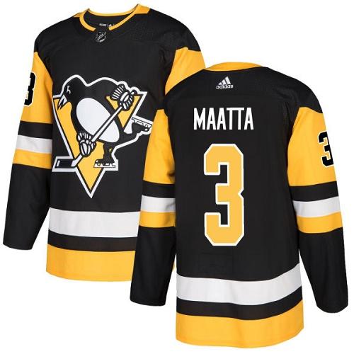 Adidas Pittsburgh Penguins #3 Olli Maatta Black Home Authentic Stitched Youth Jersey Youth