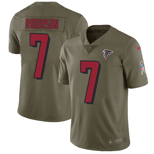 Falcons #7 Bijan Robinson Olive Stitched Youth Limited 2017 Salute To Service Jersey