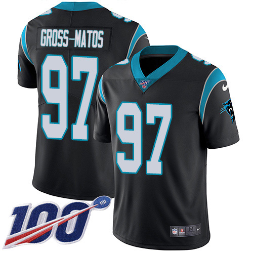 Carolina Panthers #97 Yetur Gross-Matos Black Team Color Youth Stitched 100th Season Vapor Untouchable Limited Jersey Youth