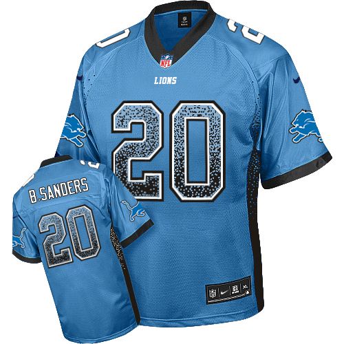 Lions #20 Barry Sanders Blue Team Color Men's Stitched Elite Drift Fashion Jersey