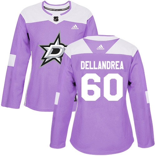 Adidas Dallas Stars #60 Ty Dellandrea Purple Authentic Fights Cancer Women's Stitched Jersey Womens