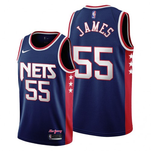 Brooklyn Brooklyn Nets #55 Mike James Youth 2021-22 City Edition Throwback 90s Wordmark Navy Jersey Youth