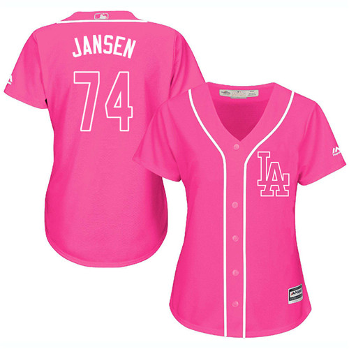 Los Angeles Dodgers #74 Kenley Jansen Pink Fashion Women's Stitched Jersey Womens