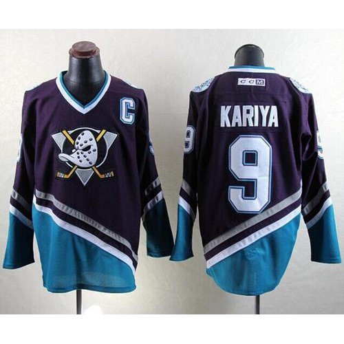Anaheim Ducks #9 Paul Kariya Purple/Turquoise CCM Throwback Stitched Jersey Men's