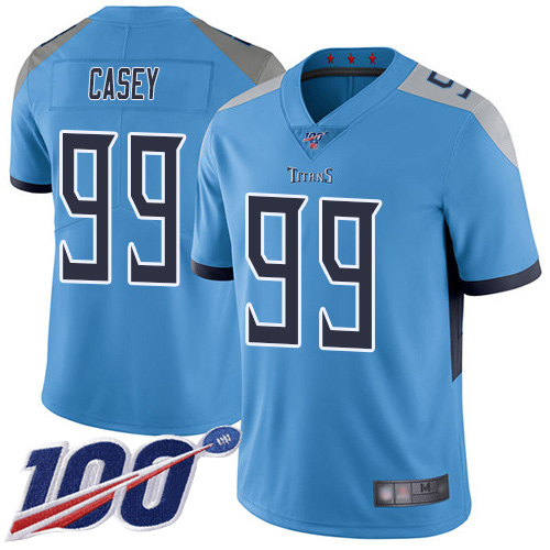 Tennessee Titans #99 Jurrell Casey Light Blue Alternate Men's Stitched 100th Season Vapor Limited Jersey Men's