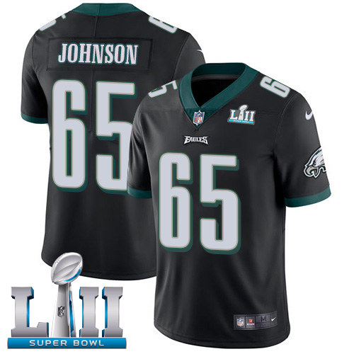Philadelphia Eagles #65 Lane Johnson Black Alternate Super Bowl LII Men's Stitched Vapor Untouchable Limited Jersey Men's