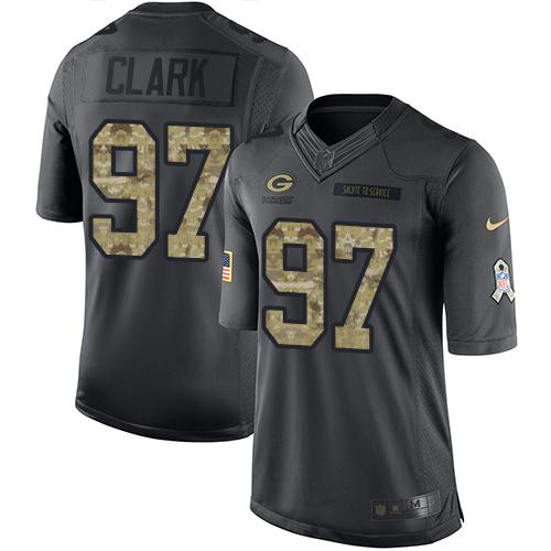Green Bay Packers #97 Kenny Clark Black Men's Stitched Limited 2016 Salute To Service Jersey Men's