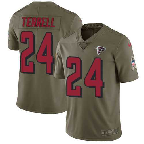 Atlanta Falcons #24 A.J. Terrell Olive Men's Stitched Limited 2017 Salute To Service Jersey Men's