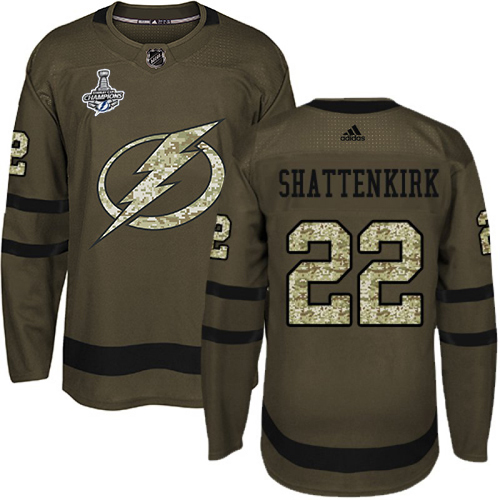 Adidas Tampa Bay Lightning #22 Kevin Shattenkirk Green Salute to Service 2020 Stanley Cup Champions Stitched Jersey Men's