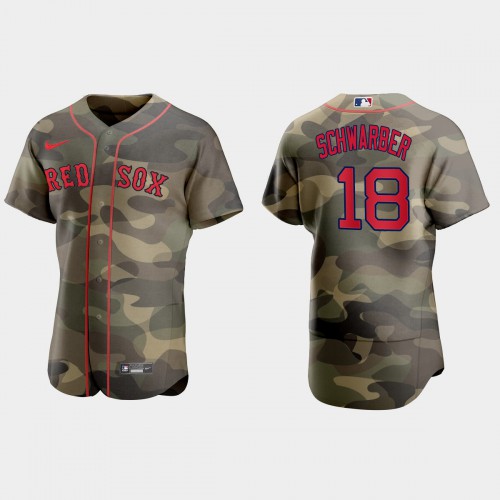 Boston Boston Red Sox #18 Kyle Schwarber Men's 2021 Armed Forces Day Authentic Jersey -Camo Men's