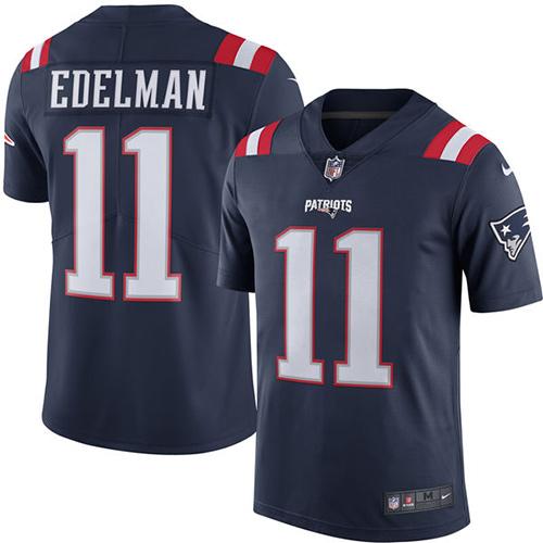 Patriots #11 Julian Edelman Navy Blue Men's Stitched Limited Rush Jersey