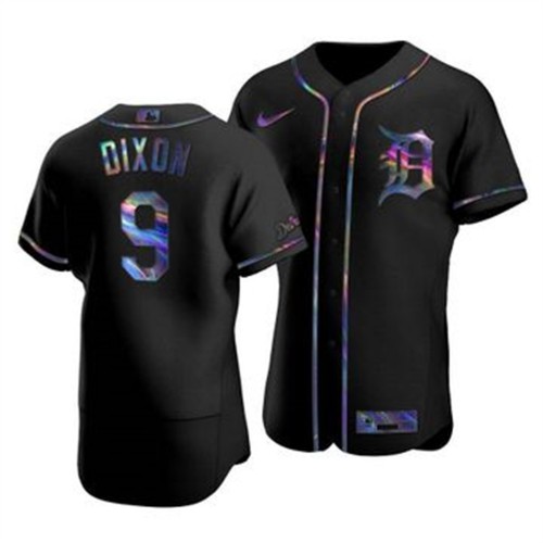 Detroit Detroit Tigers #9 Brandon Dixon Men's Iridescent Holographic Collection Jersey - Black Men's