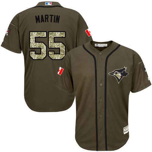 Toronto Blue Jays #55 Russell Martin Green Salute to Service Stitched Jersey Men's