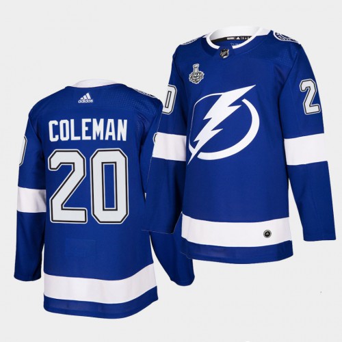 Adidas Tampa Bay Lightning #20 Blake Coleman Blue Home Authentic 2021 Stanley Cup Final Patch Jersey Men's