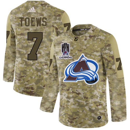 Adidas Colorado Avalanche #7 Devon Toews Camo 2022 Stanley Cup Champions Authentic Stitched Jersey Men's