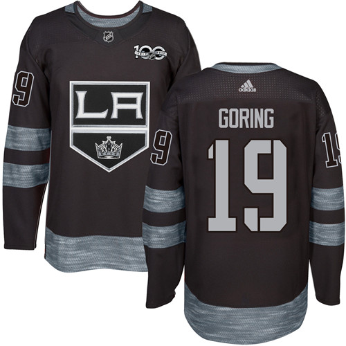 Adidas Los Angeles Kings #19 Butch Goring Black 1917-2017 100th Anniversary Stitched Jersey Men's