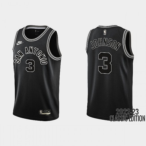 San Antonio San Antonio Spurs #3 Keldon Johnson Black Mens 2022-23 Classic Edition Jersey Mens