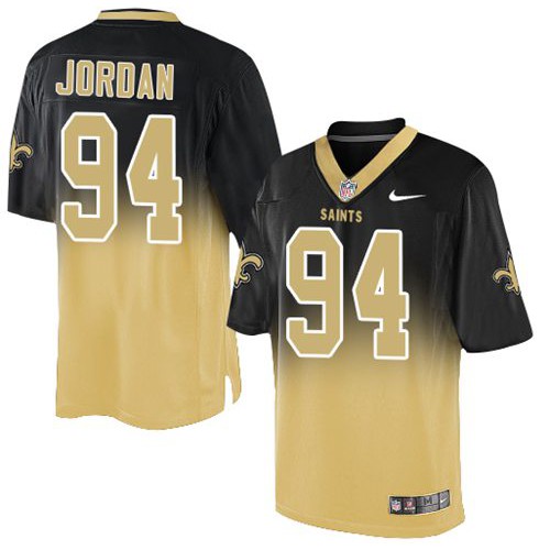 New Orleans Saints #94 Cameron Jordan Black/Gold Men's Stitched Elite Fadeaway Fashion Jersey Men's