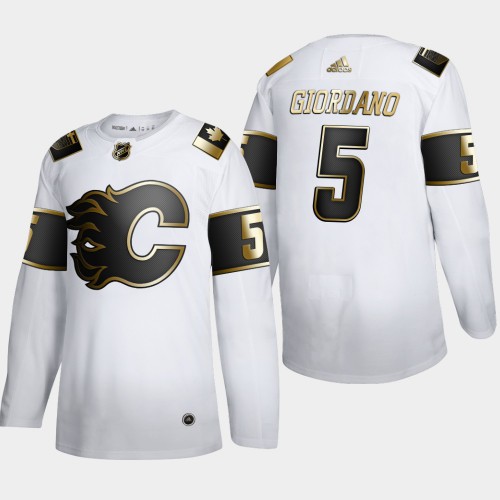 Calgary Calgary Flames #5 Mark Giordano Men's Adidas White Golden Edition Limited Stitched Jersey Men's