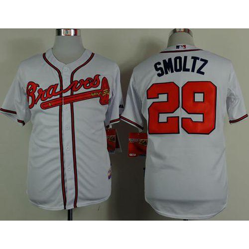 Atlanta Braves #29 John Smoltz White Cool Base Stitched Jersey Men's
