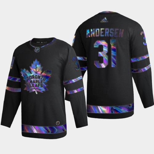 Toronto Maple Toronto Maple Leafs #31 Frederik Andersen Men's Iridescent Holographic Collection Jersey - Black Men's