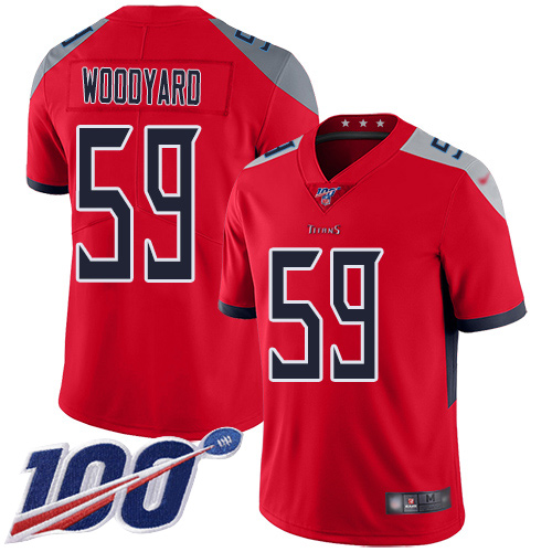 Tennessee Titans #59 Wesley Woodyard Red Men's Stitched Limited Inverted Legend 100th Season Jersey Men's
