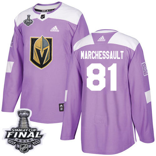 Adidas Golden Vegas Golden Knights #81 Jonathan Marchessault Purple Authentic Fights Cancer 2018 Stanley Cup Final Stitched Youth Jersey Youth