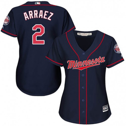 Minnesota Twins #2 Luis Arraez Navy Blue Alternate Women's Stitched Jersey Womens