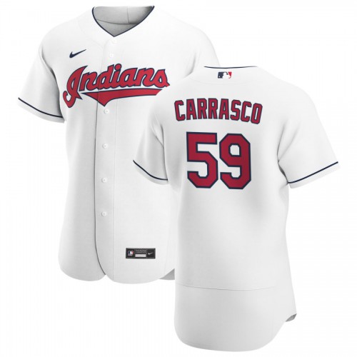 Cleveland Guardians #59 Carlos Carrasco Men's White Home 2020 Authentic Team Jersey Men's