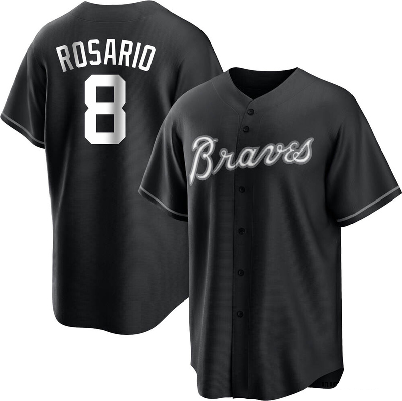 Men's Youth Women's Atlanta Braves #8 Eddie Rosario Cool Base Official Jersey - Black White