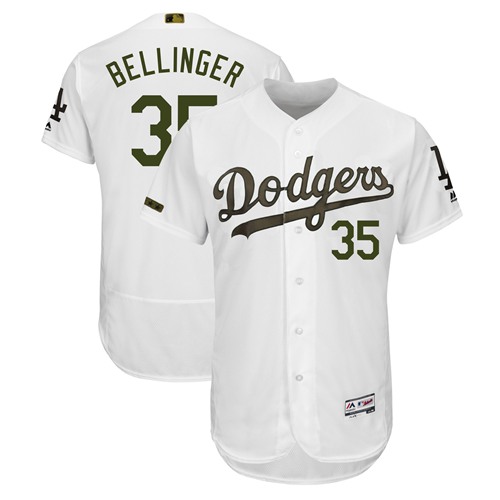 Los Angeles Dodgers #35 Cody Bellinger White Flexbase Authentic Collection 2018 Memorial Day Stitched Jersey Men's