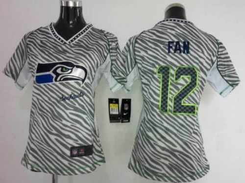 Seahawks #12 Fan Zebra Women's Stitched Elite Jersey