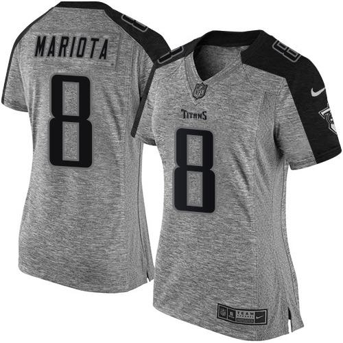 Tennessee Titans #8 Marcus Mariota Gray Women's Stitched Limited Gridiron Gray Jersey Womens