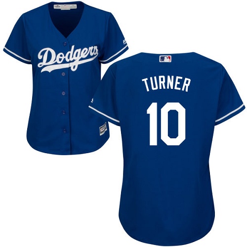Los Angeles Dodgers #10 Justin Turner Blue Alternate Women's Stitched Jersey Womens