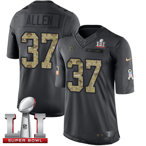 Atlanta Falcons #37 Ricardo Allen Black Super Bowl LI 51 Youth Stitched Limited 2016 Salute to Service Jersey Youth