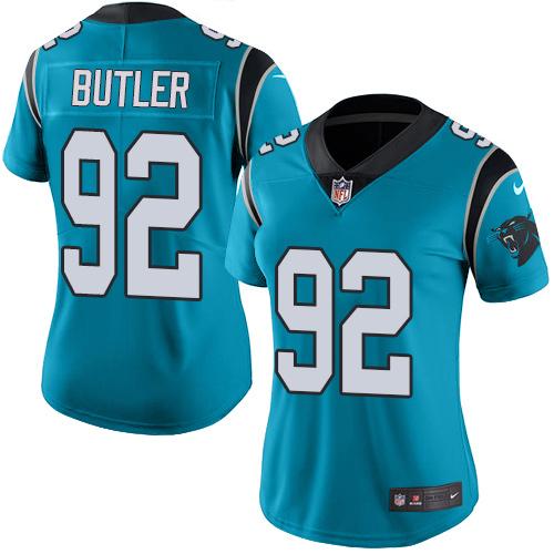Carolina Panthers #92 Vernon Butler Blue Alternate Women's Stitched Vapor Untouchable Limited Jersey Womens