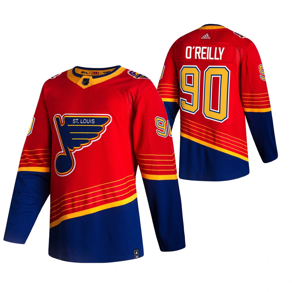 St. Louis Blues #90 Ryan O'Reilly Red Men's Adidas 2020-21 Reverse Retro Alternate Jersey
