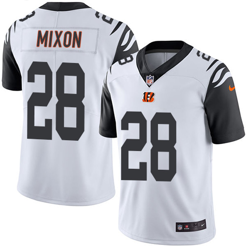 Bengals #28 Joe Mixon White Men's Stitched Limited Rush Jersey