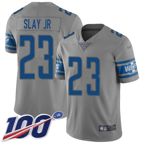 Detroit Lions #23 Darius Slay Jr Gray Youth Stitched Limited Inverted Legend 100th Season Jersey Youth