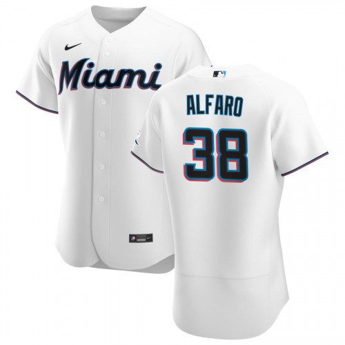 Miami Miami Marlins #38 Jorge Alfaro Men's White Home 2020 Authentic Player Jersey Men's