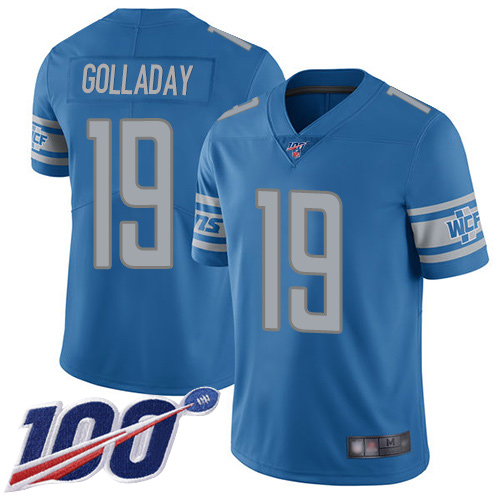 Detroit Lions #19 Kenny Golladay Blue Team Color Youth Stitched 100th Season Vapor Limited Jersey Youth