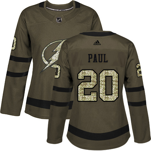 Adidas Tampa Bay Lightning #20 Nicholas Paul Green Women's Salute to Service Stitched Jersey Womens