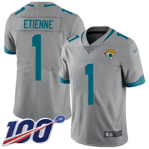 Jaguars #1 Travis Etienne Silver Youth Stitched Limited Inverted Legend 100th Season Jersey