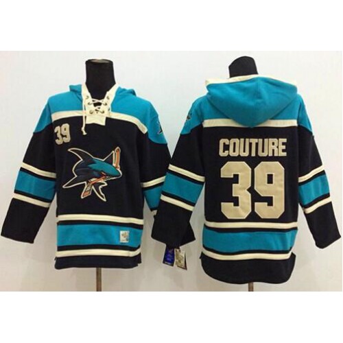 San Jose Sharks #39 Logan Couture Black Sawyer Hooded Sweatshirt Stitched Jersey Men's